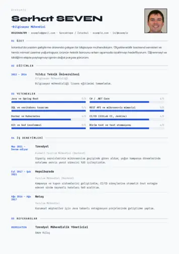 Bilgisayar Mühendisi CV Örnekleri cv indir